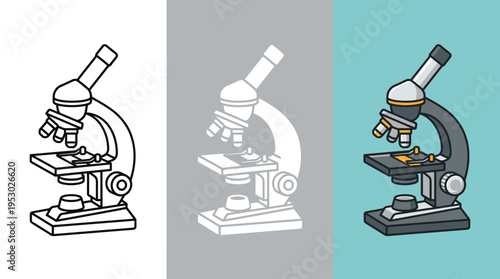 Microscope Laboratory Equipment on Color Backgrounds
