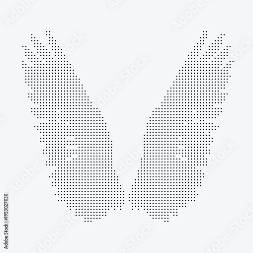 Wings halftone dither pixelated bitmap dotted icon vector graphic element isolated on white