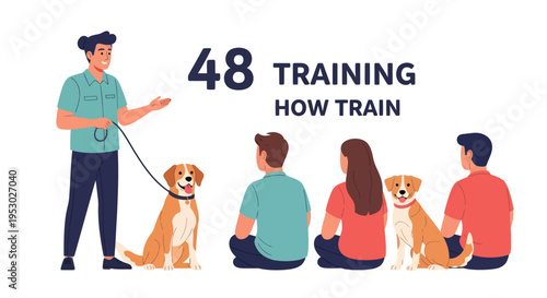 Dog Training Class: Instructor with Dog and Students Learning How to Train