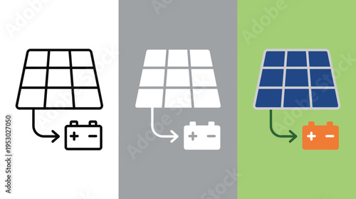 Solar Panel Connected to Battery for Energy Storage
