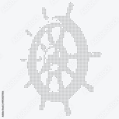 Ship Wheel Dither Pixelated Bitmap Halftone Dotted Nautical Steering Helm Marine Sea Boat Isolated