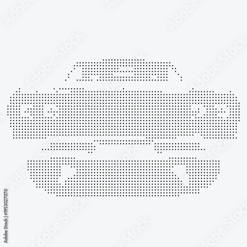Car Dither Pixelated Bitmap Halftone Dotted Vehicle Automobile Transport Retro Classic Icon Graphic