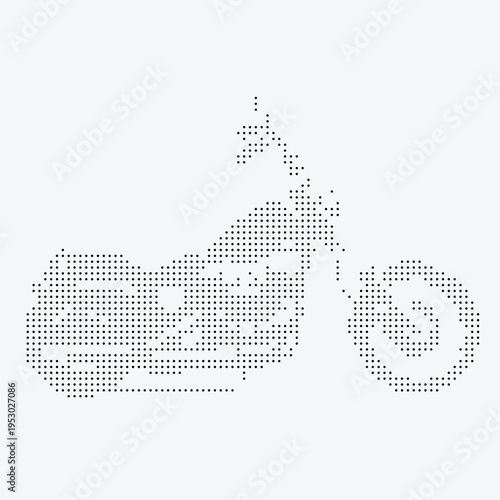 Motorcycle Halftone Dither Pixelated Bitmap Dotted Vector Illustration Isolated on White