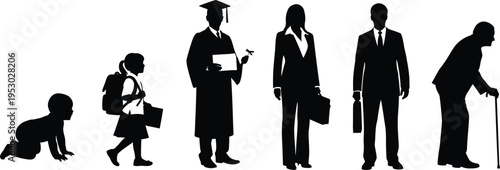 Silhouette of people in various professions and ages