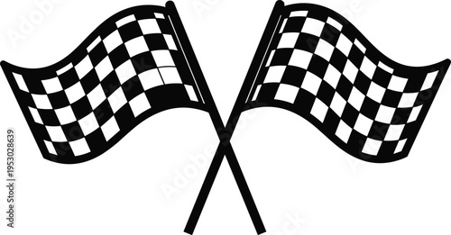 Black and white checkered flags for racing competition, finish line speed victory, automotive sports event, start goal, formula one,