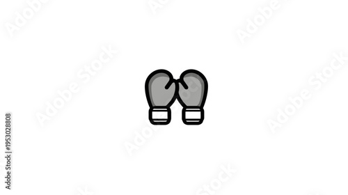 Simplified illustration of a pair of boxing gloves, stylized with thick outlines on a white background