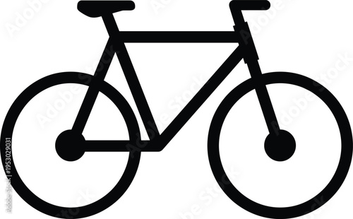 Black bicycle silhouette icon for city cycling, outdoor sports, eco friendly transportation, mountain bike exercise, and healthy lifestyle, vector illustration