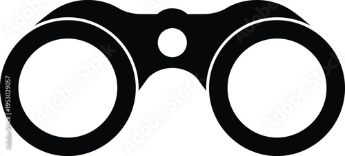 Black binoculars icon, field glasses symbol, vision exploration sign, observation tool illustration, zoom perspective element, surveillance search, viewing vector
