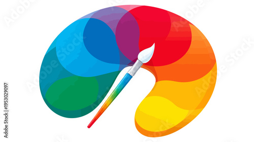 A vibrant image of a paintbrush over a colorful palette, representing creativity and art