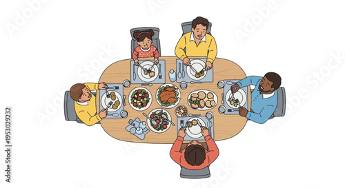 Family Gathering for Holiday Dinner, People Eating Together Around Table
