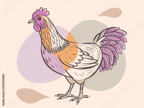 Sketch cock and rooster for Easter holiday greeting card