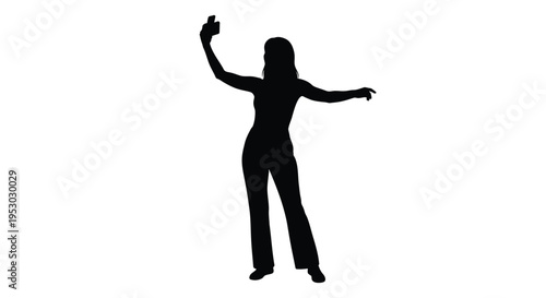 Silhouette of a woman dancing with phone vector