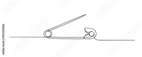 single line safety pin.continuous line drawing of metal pin fastening object.simple utility tool concept.one line vector illustration.