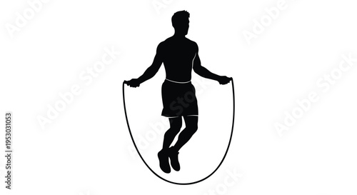 Vector silhouette of a woman jumping rope
