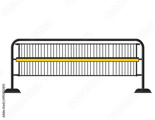 A black and yellow striped barricade on a white background, great for construction or protest-themed illustrations
