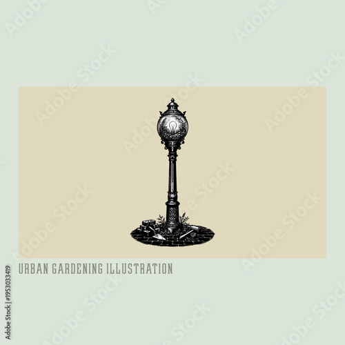 Urban garden illustration, hand-drawn organic greenery and nature-inspired design for modern living