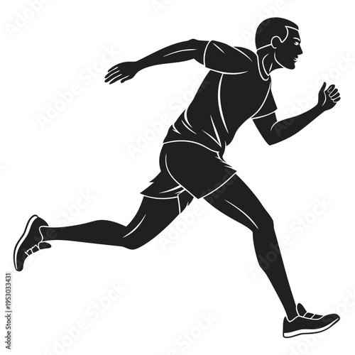 Dynamic running man silhouette vector illustration for sport and fitness concepts