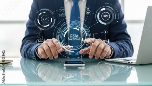 Wallpaper Mural Businessman Uses Data Science Tech Torontodigital.ca