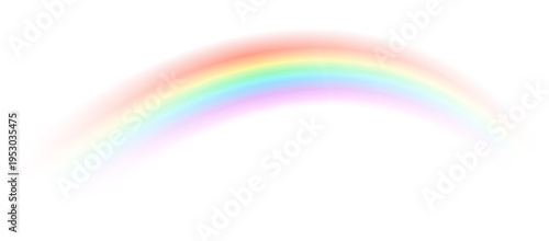 Soft pastel rainbow arc with blended colors against a clean white background, symbolizing hope and beauty and a natural optical phenomenon.