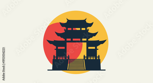 Chinese Pagoda Gate Asian Architecture.