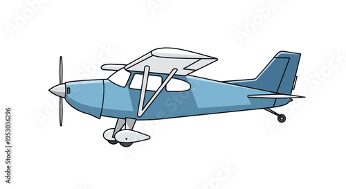 Small Blue Single Engine Airplane Aircraft.