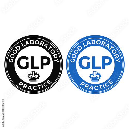 GLP Good Laboratory Practice Approved Round Stamp Black Blue Vector Laboratory Certification Badge