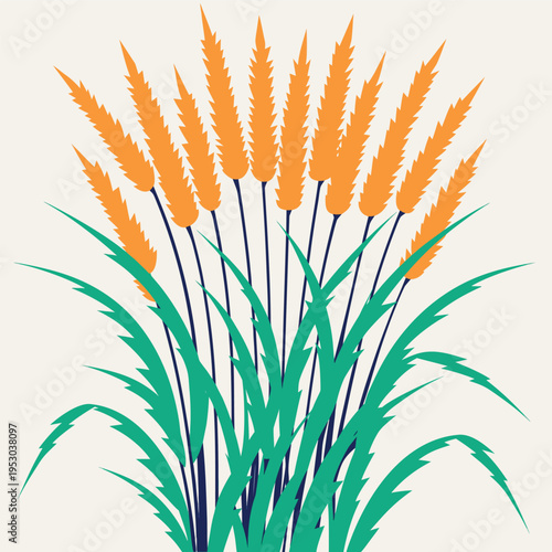 wheat bundle with green leaves