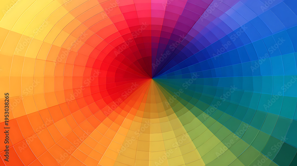 Fototapeta premium Vibrant Rainbow Color Wheel Spectrum with Radial Gradient and Gradient Tones for Artistic Backgrounds or Creative Design Concepts