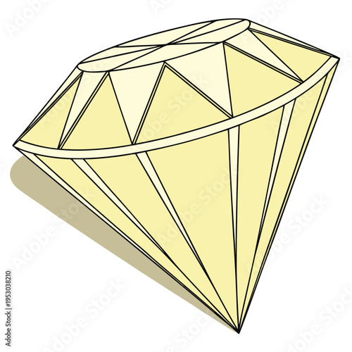 Sparkling yellow diamond gemstone vector illustration isolated on white background