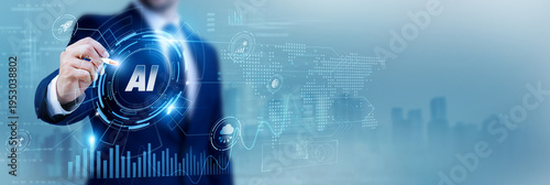 AI engineer using a pen while analyzing data Artificial Intelligence AI and machine learning systems, neural networks technology, big data analytics, digital transformation