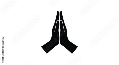 Black silhouette of praying hands against a white background