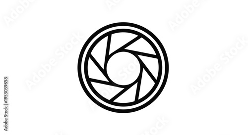 Simple black and white illustration of a camera aperture diaphragm