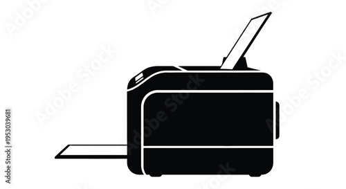 Simple black and white illustration of a modern inkjet printer