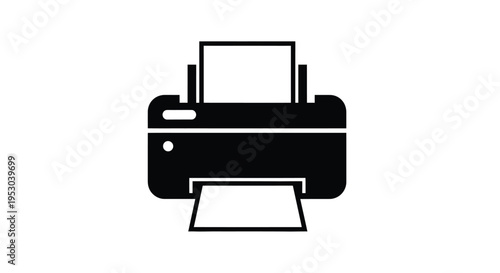Simple black and white illustration of a desktop inkjet printer