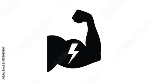 Strong arm with a lightning bolt symbol showing power and energy