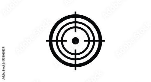 A black target with concentric circles and crosshairs isolated on white
