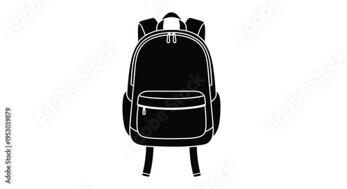 Vector backpack icon, black and white