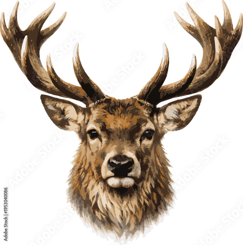 Vector illustration of a deer head with antlers