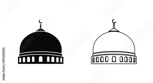 Two depictions of a dome shaped building likely a mosque or shrine