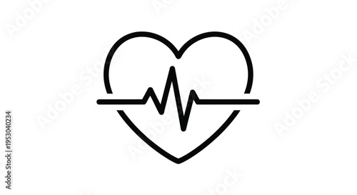 A black outline of a heart incorporating an electrocardiogram waveform