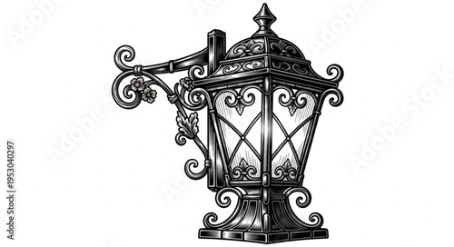 Ornate Vintage Outdoor Wall Lantern with Intricate Details.