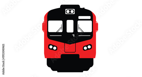 Stylized front view of a red and black train engine illustration