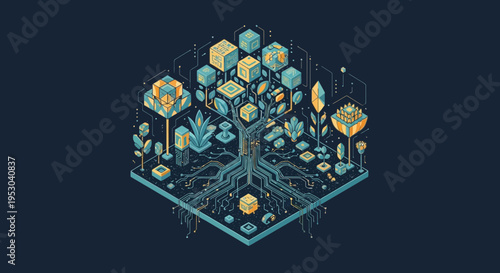 Tree with roots and leaves growing.