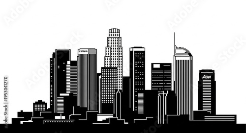 Los Angeles Skyline Silhouette - A Modern Urban Landscape.