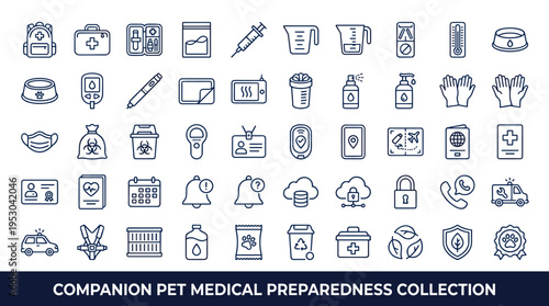 Companion Pet Medical Preparedness Collection: Essential Icons for Animal Care