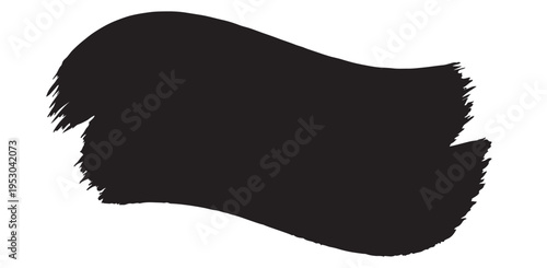 Black paint brush stroke thick bold abstract isolated white background