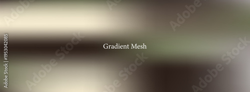 An abstract vector background banner with a smooth, diffused gradient blending from warm beige to muted olive-brown and dark brown, with Gradient Mesh text 