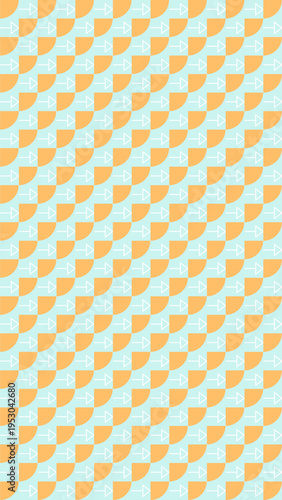 Abstract Geometric Pattern with Orange Quarter Circles