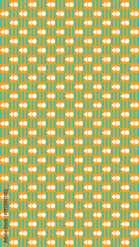 Retro Orange and Teal Abstract Geometric Pattern