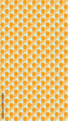 Seamless Pattern with Orange Hexagons